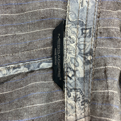 MESSAGERIE Size 38 Grey & Cream Stripe Linen Sport Coat