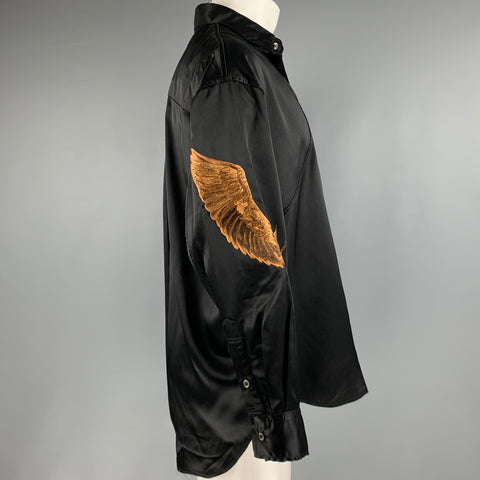 CHRISTIAN DADA Taille XS Chemise à manches longues en polyester brodé marron noir