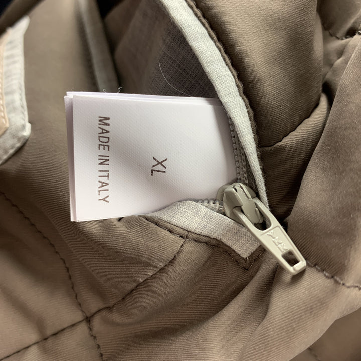 BRUNELLO CUCINELLI Size XL Navy Cashmere Zip Up Fur Collar Jacket