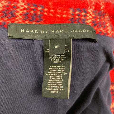 MARC by MARC JACOBS Size M Red Navy Plaid Wool Biker Jacket