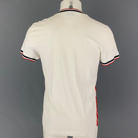 D&G by DOLCE & GABBANA Size S White Red Cotton Crew-Neck T-shirt