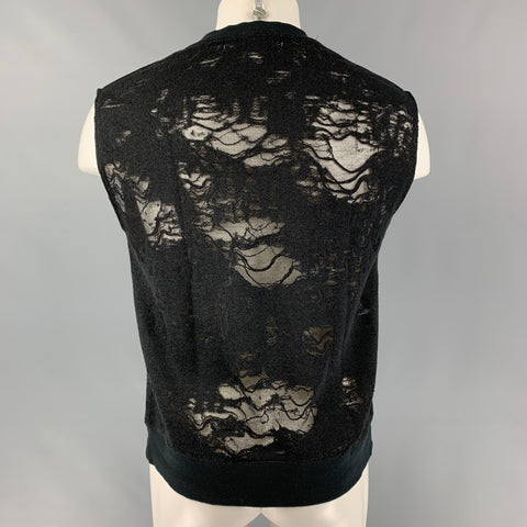 IRO Nuala Size S Black Distressed Cotton Blend Sleeveless Pullover