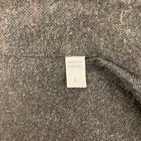 ERMENEGILDO ZEGNA Size L Brown Textured Brushed Cotton Long Sleeve Shirt