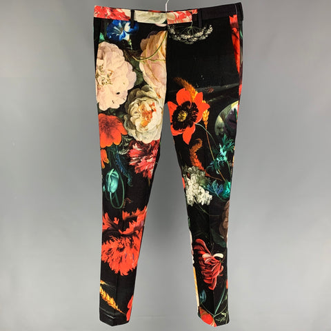PAUL SMITH Size 32 Multi-Color Floral Wool Blend Flat Front Dress Pants