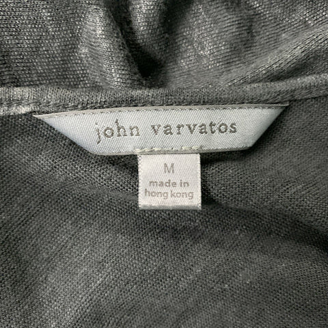 JOHN VARVATOS Size M Black Linen Long Sleeve Pullover