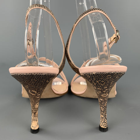 MANOLO BLAHNIK Taille 8,5 Sandales en peau de serpent en cuir rose