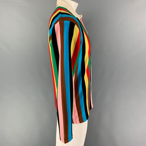 ROWING BLAZERS Size L Multi-Color Vertical Stripe Cotton Long Sleeve Polo