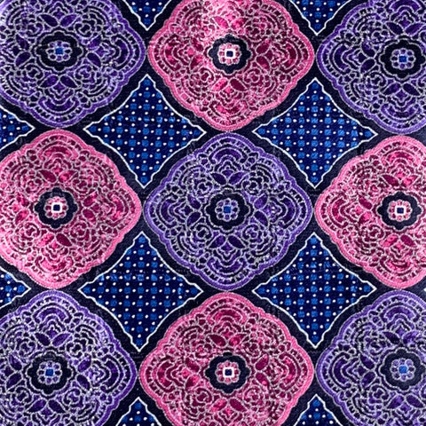ERMENEGILDO ZEGNA Blue Pink Circles Silk Satin Tie