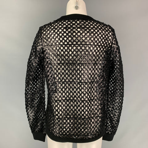 TORY BURCH Size XS Black Sequined Mesh Pullover