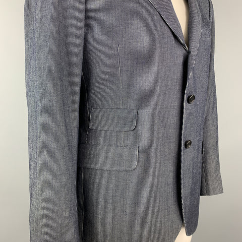 RRL by RALPH LAUREN Size 44 Indigo Pinstripe Cotton Peak Lapel Sport Coat