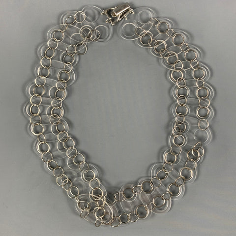 PACO RABANNE Clear Silver Link Lucite Ring Necklace Belt
