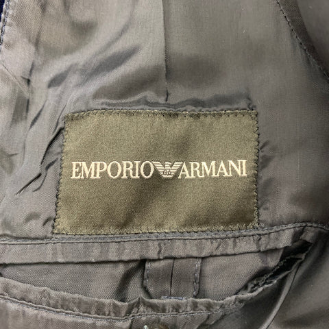 EMPORIO ARMANI Size 36 Blue Velvet Viscose / Silk Peak Lapel Sport Coat