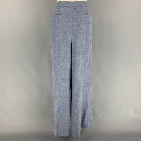 LAFAYETTE 148 Talla 10 Pantalón de vestir de pierna ancha con textura de lana de lino azul