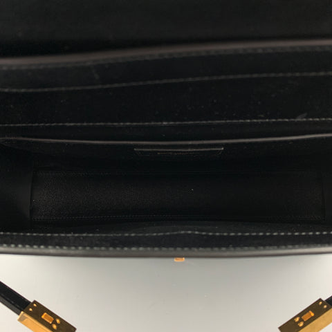 SAINT LAURENT Black Leather Shoulder Box Manhattan Handbag