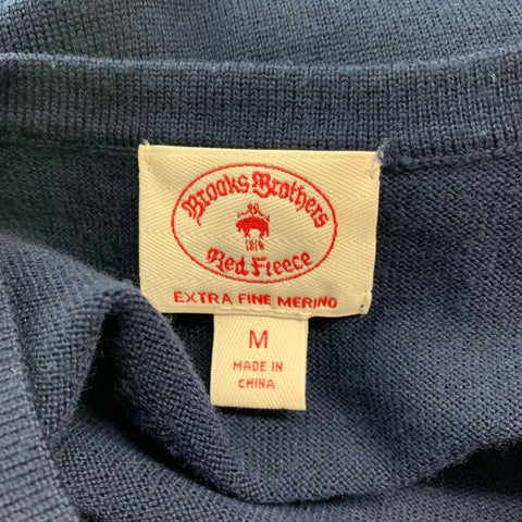 BROOKS BROTHERS Size M Navy Merino Wool Crew-Neck Pullover