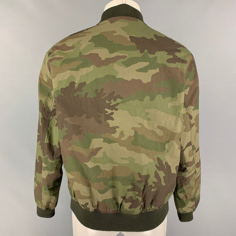 WALLACE & BARNES Size M Olive Brown Camouflage Cotton Bomber Jacket