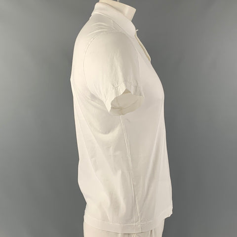STONE ISLAND Size L White Logo Cotton Buttoned Polo