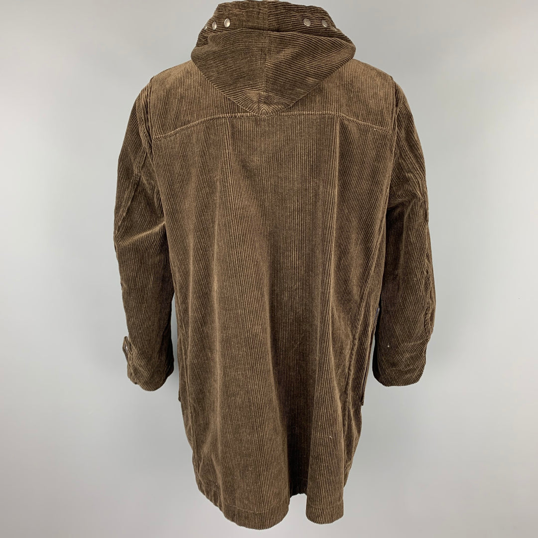 45rpm Size XL Brown Corduroy Double Breasted Hooded Coat