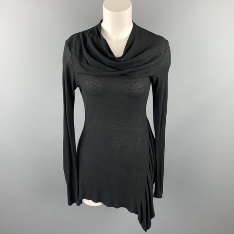 PEACHOO+KREJBERG Taille S Haut décontracté asymétrique en coton noir