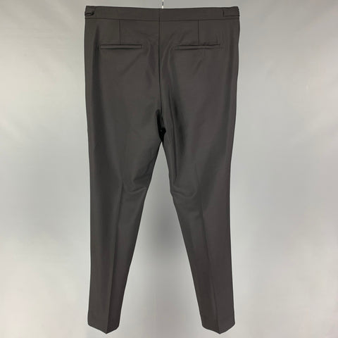 GIVENCHY Talla 34 Pantalón de vestir con bragueta y cremallera de mohair de lana negra