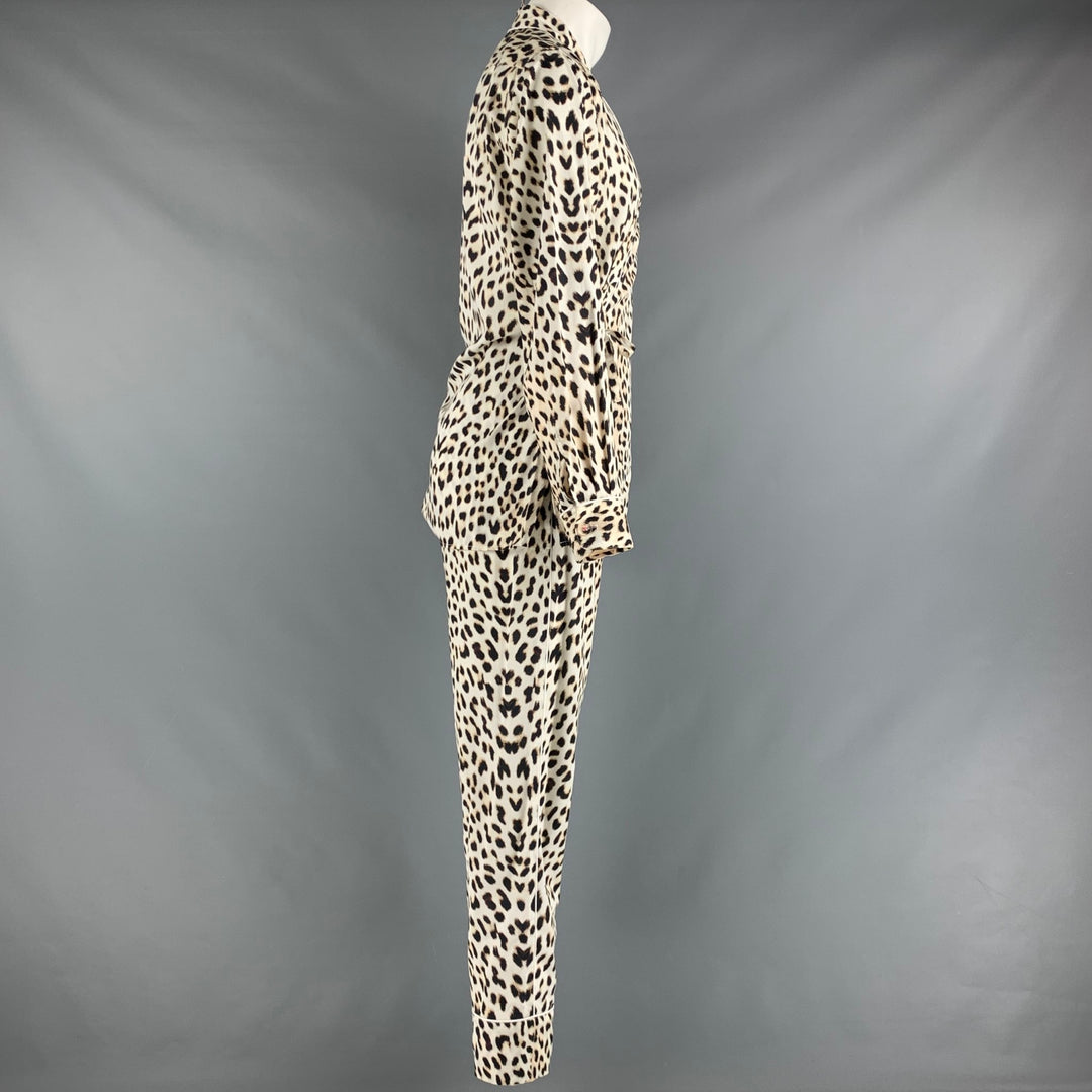 3.1 PHILLIP LIM Size M White Black Animal Print Pajama Set