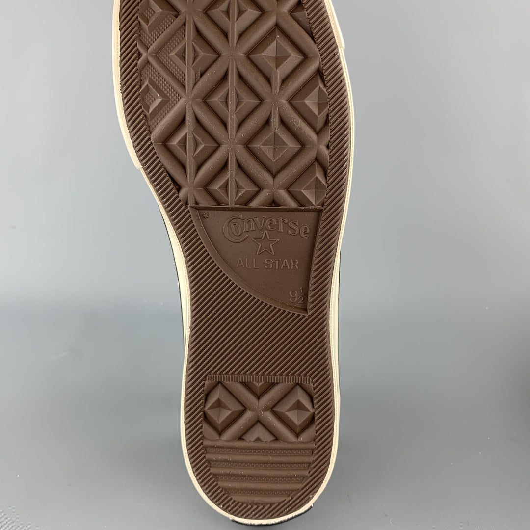 CONVERSE Talla 9.5 Zapatillas de deporte con cordones de lona con estampado de leopardo en blanco y negro