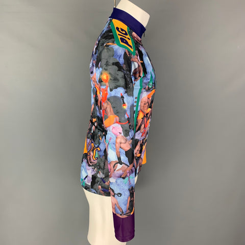 WALTER VAN BEIRENDONCK FW18 Size M Multi-Color Graphic Nylon Jersey Bike Top