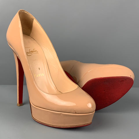 CHRISTIAN LOUBOUTIN Taille 6 Escarpins Bianca à plateforme en cuir verni nu