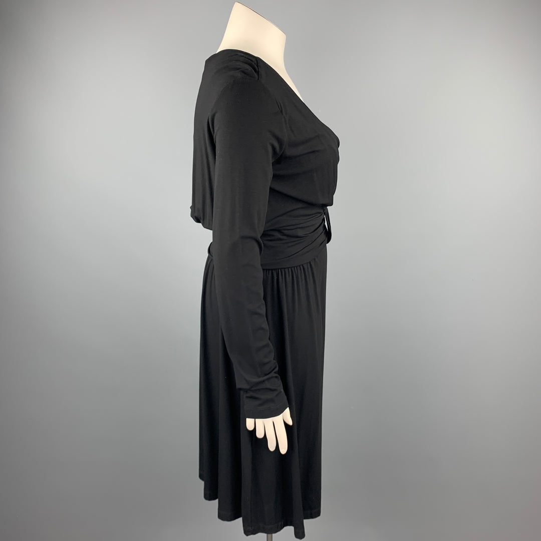 LOVE MOSCHINO Size 12 Black Viscose Long Sleeve Sheath Dress
