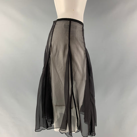 SPORTMAX Size 4 Black White Silk / Cotton See Through Skirt
