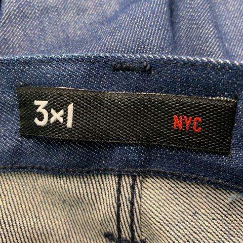 3 X 1 Size 31 Blue Cotton Button Fly Jeans