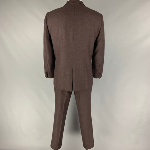 TED BAKER Size 46 Brown Burgundy Wool Single Button Suit