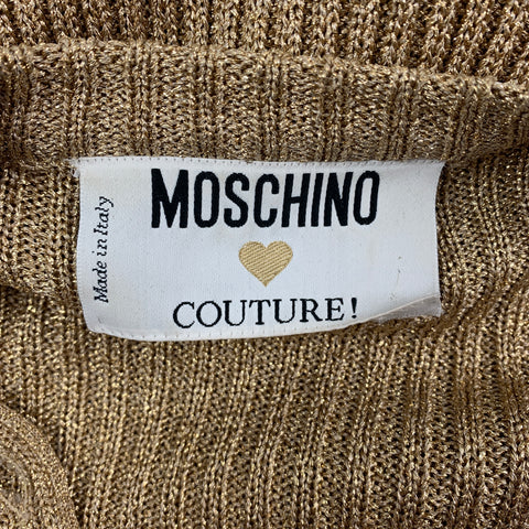 MOSCHINO COUTURE Size S Gold Knitted Metallic Cardigan