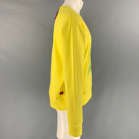 CLOT APPAREL Taille M Sweat-shirt à col rond en coton graphique jaune