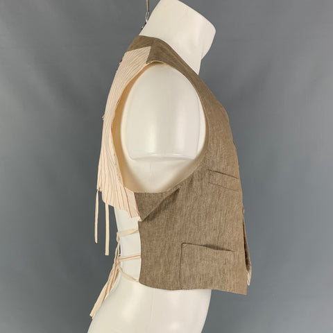 Vintage JEAN PAUL GAULTIER Talla 40 Chaleco de lino crema bronceado