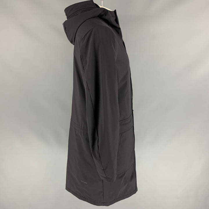 ISAORA Size M Black Waterproof Hooded Long Coat