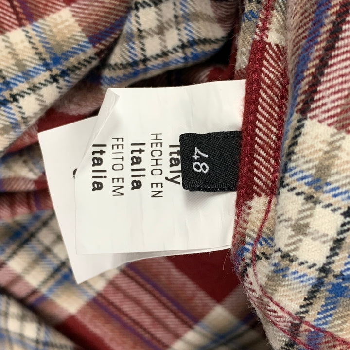MCQ by ALEXANDER MCQUEEN Size S Burgundy White Plaid Short Sleeve Shirt