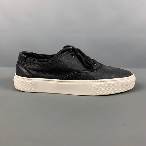 SAINT LAURENT Size 8.5 Black Leather Low Top Sneakers