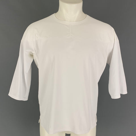 SASQUATCHfabrix Talla M Camiseta blanca de mezcla de algodón y malla con cuello redondo