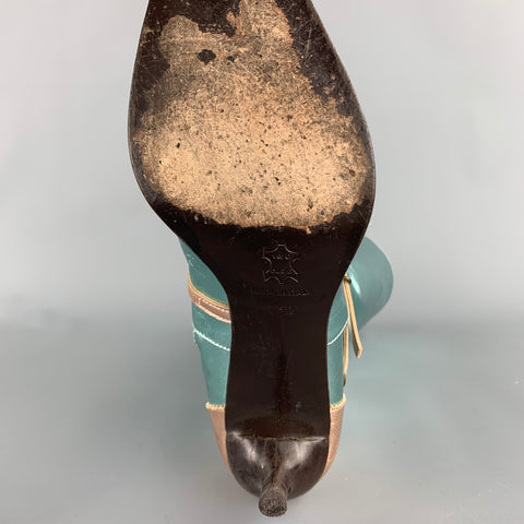 PAOLO IANTORNO Taille 6.5 Bottes en cuir verni Aqua &amp; Or Rose
