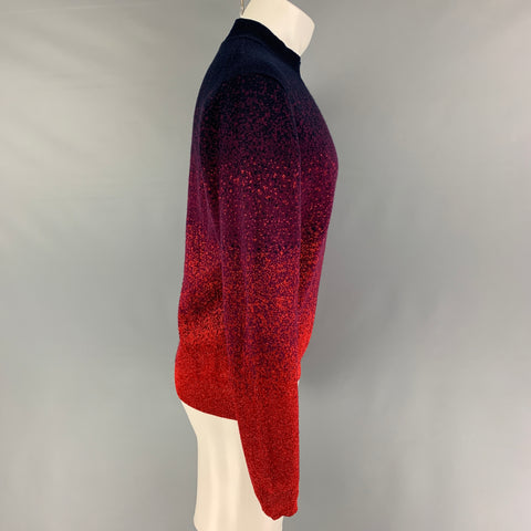 MISSONI Size M Navy Red Metallic Wool Blend Mock Neck Pullover