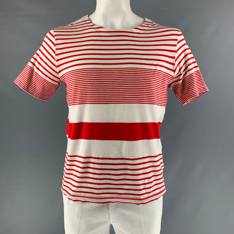 CÉRÉMONIE D’OUVERTURE Taille L T-shirt à col rond en coton à rayures blanches rouges