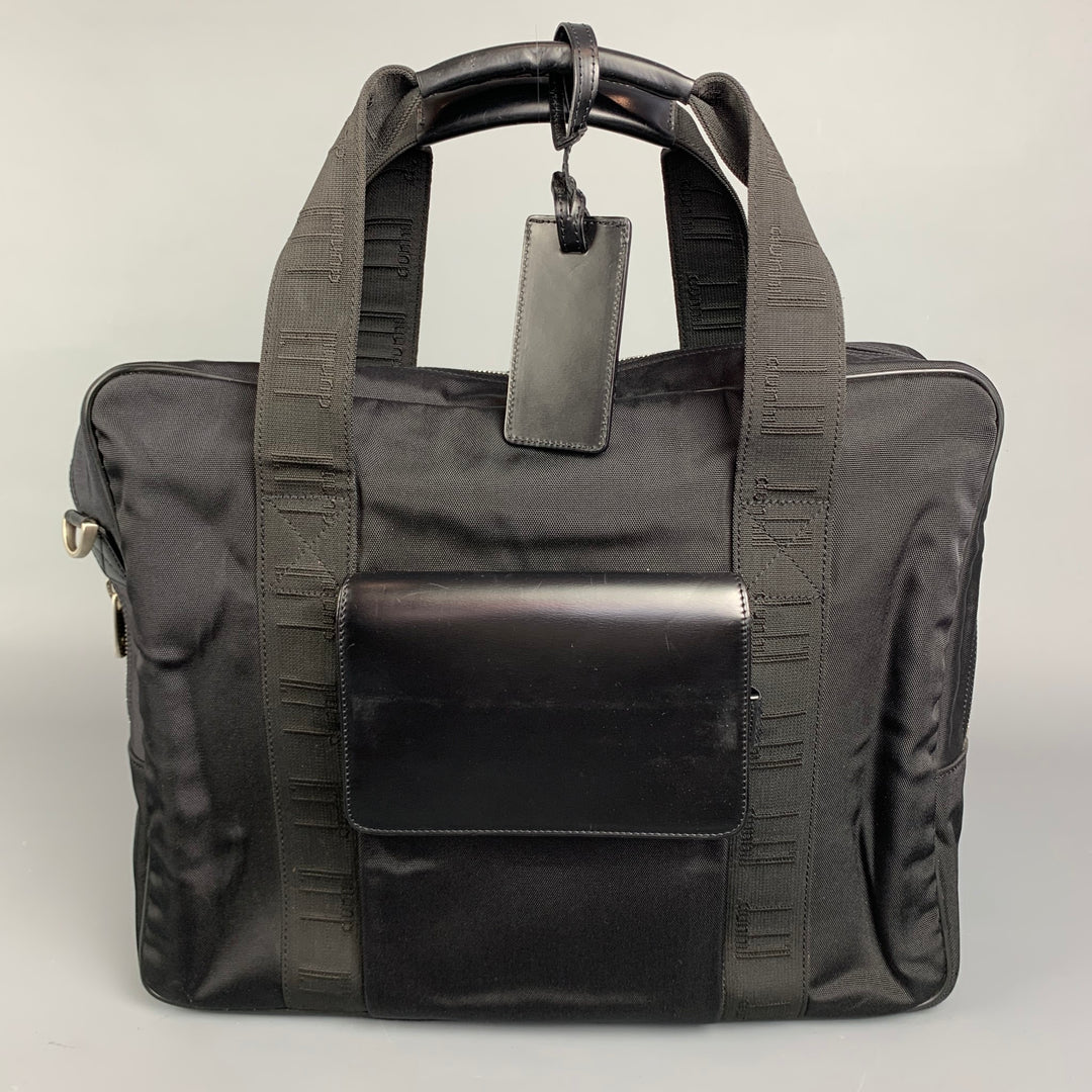 DUNHILL Black Canvas Leather Trim Laptop Bag