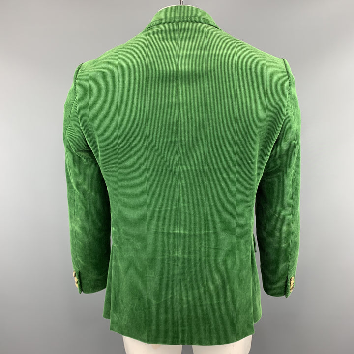 ETRO Size 40 Green Corduroy Notch Lapel Two Buttons Sport Coat Jacket