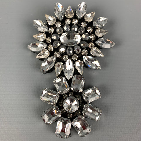 NO BRAND Black Silver Svarowski Crystals Brooch