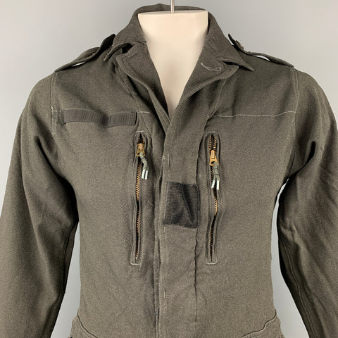SAGE DE CRET Size L Dark Green Polyester Epaulettes Jacket