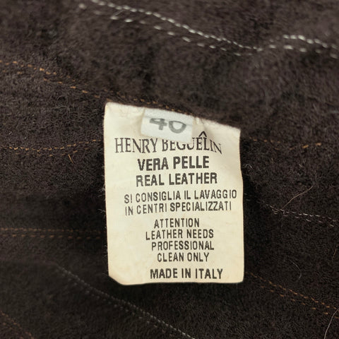 HENRY BEGUELIN Size 4 Brown & Tan Chamois Leather Motorcycle Jacket