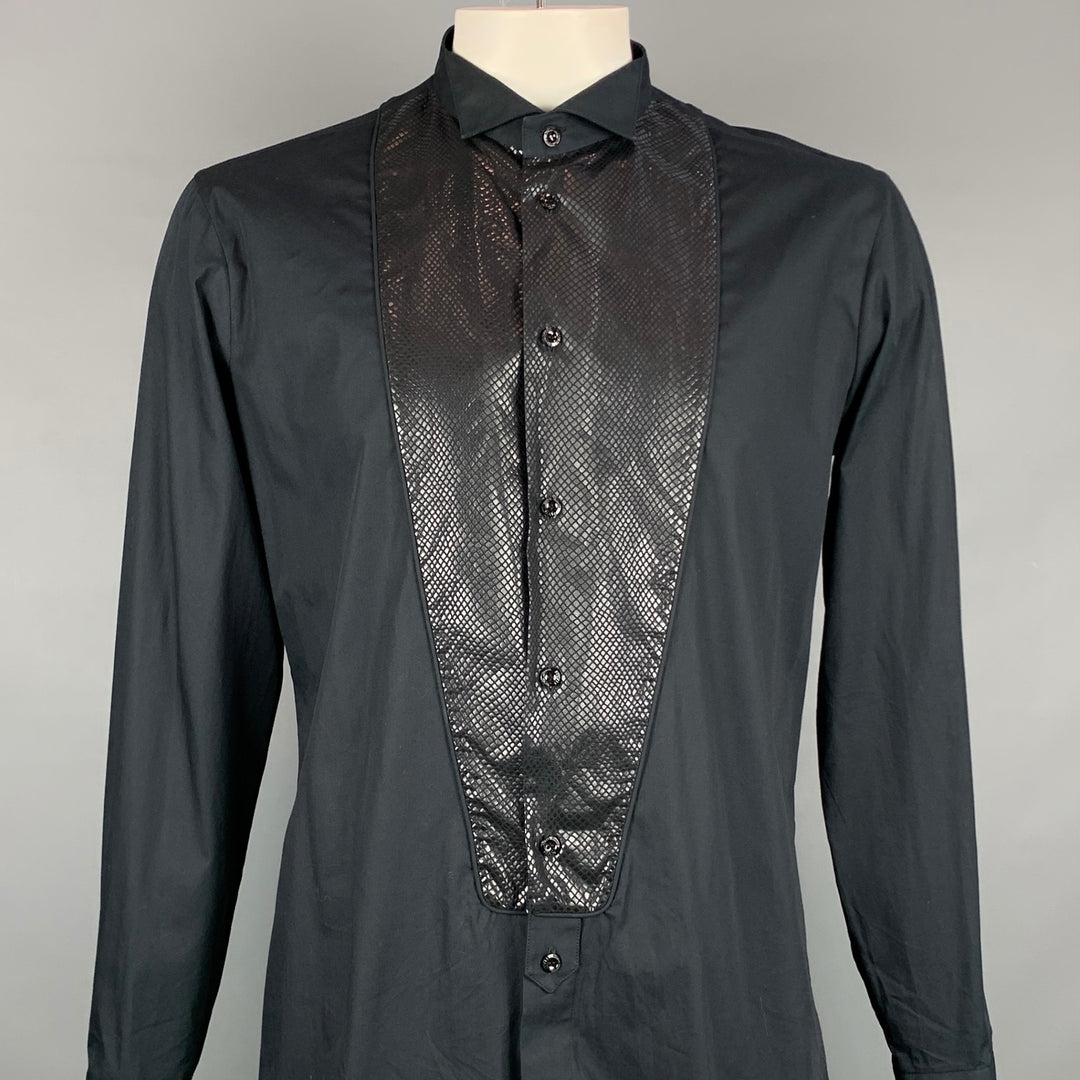 VIVIENNE WESTWOOD MAN Size XL Black Cotton Tuxedo Long Sleeve Shirt