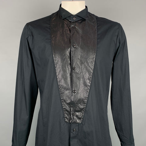 VIVIENNE WESTWOOD MAN Size XL Black Cotton Tuxedo Long Sleeve Shirt