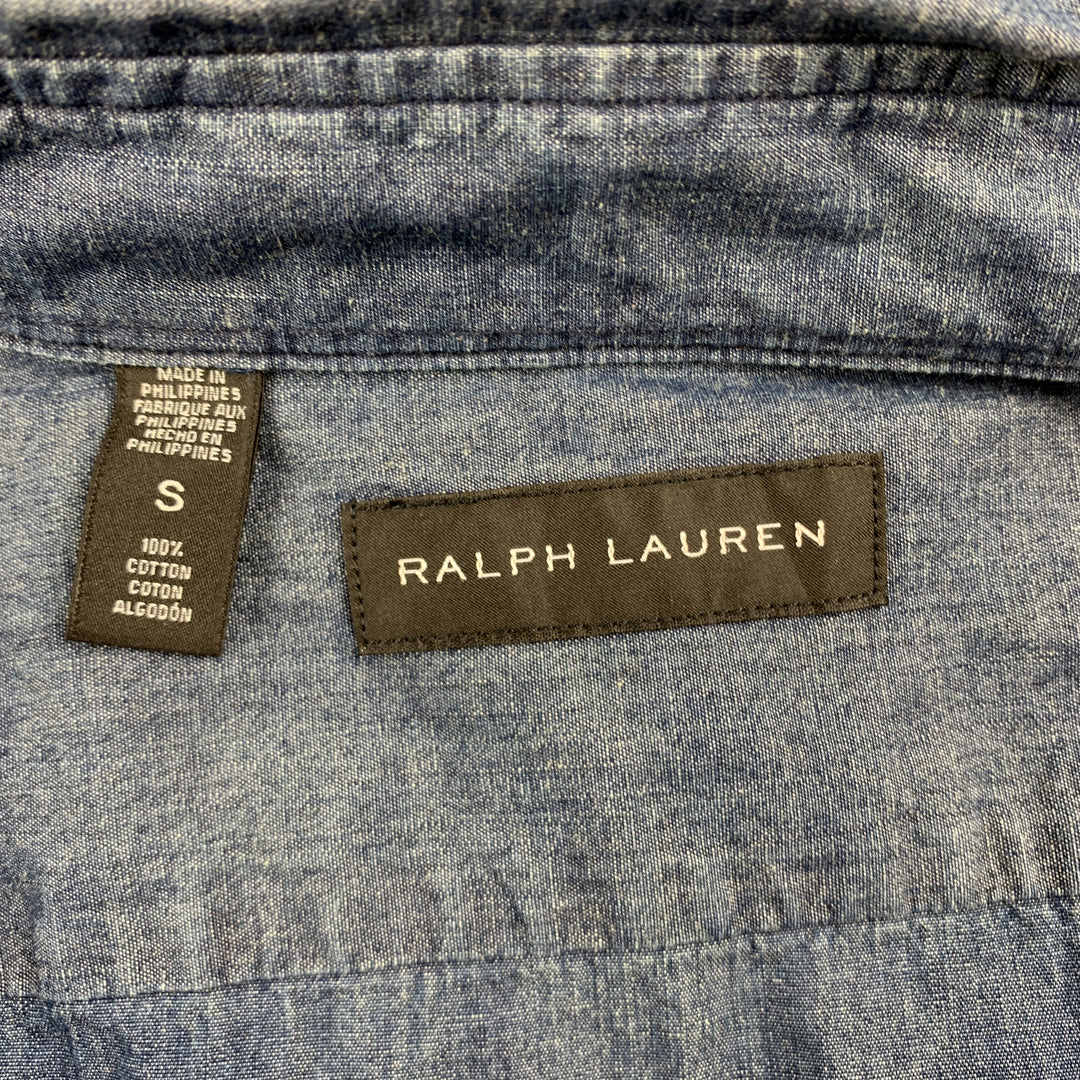 RALPH LAUREN Size S Indigo Solid Cotton Button Up Long Sleeve Shirt